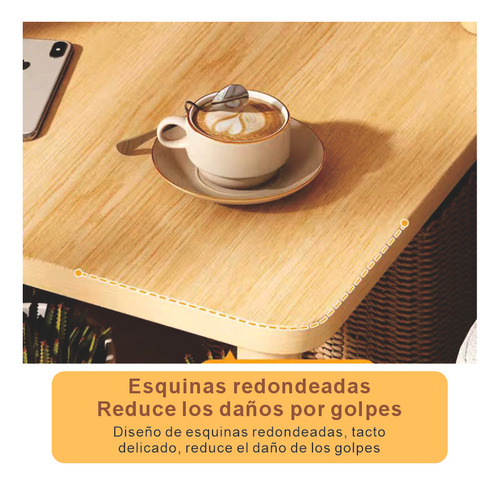 Mesa Auxiliar Madera Con 3 Estantes Mesa Lateral Multiusos