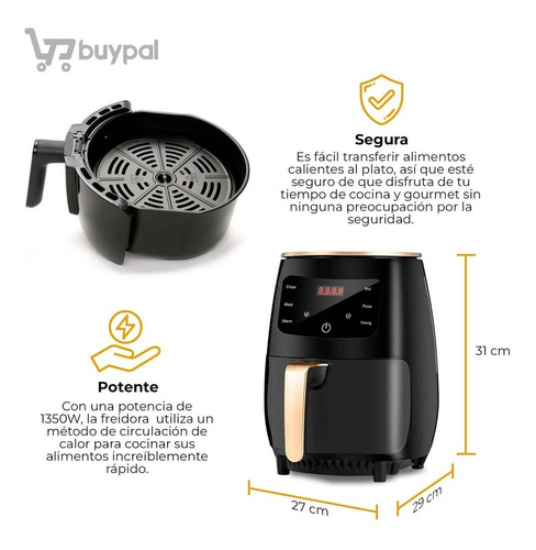 Imagen 6 de 7 de Freidora Aire Airfryer Digital 6 Litros Sin Aceite