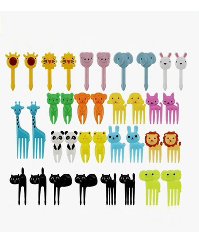 10 Mini Tenedores De Frutas De Dibujos Animados, Tenedores P
