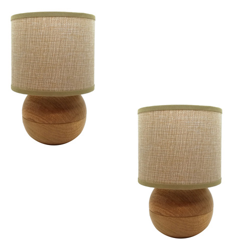 Velador Pequeño Beige Madera Altura 24cm Nordico X2 Unidades Madera Beige