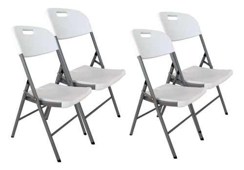 Set De 4 Sillas Plegables De Plástico Color Blanco