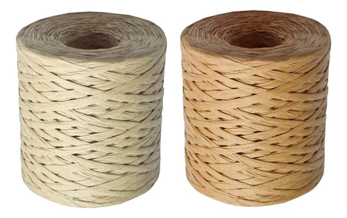 Rollo De Cinta De Papel Rafia 3 Piezas Natural Para Tejer