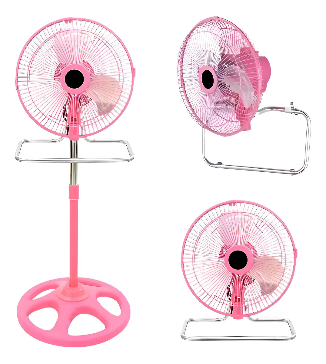 Ventilador Oryx De Pie Mesa Pared 3 En 1 10 Pulgadas Turbo 55W Rosa