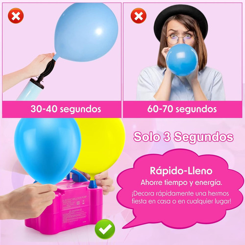 Bomba Para Inflar Globos Eléctrica Portátil Doble Valvulas