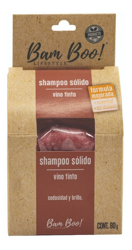Imagen 2 de 9 de Shampoo Sólido Artesanal Vino Tinto 80 Gr Bam Boo! Lifestyle
