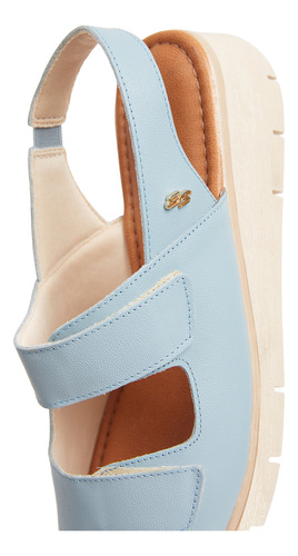 Sandalias De Cuero Tacón Plataforma Celeste Usa - Ad1908cel