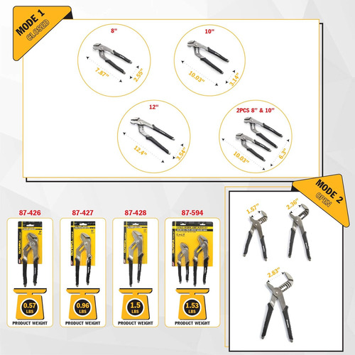 Juego De Alicates Olympia Tools , 2 Unidades De 8'' Y 10''