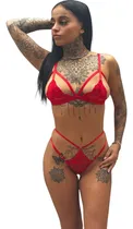 Comprar Conjunto De Lencería Sexy De Encaje Rojo, Sensual Y Elegante Rojo Encaje 95