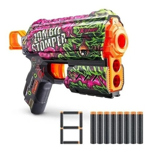 Pistola Zuru Xshot Skins Flux + 8 Dardos Zombie Int 7298