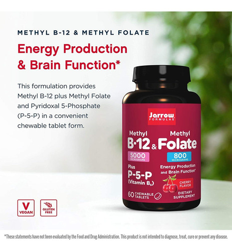 Imagem 3 de 5 de Methyl Folate (b9) 5000 Mcg + B12 Methyl + P-5-p (b6) 800mcg