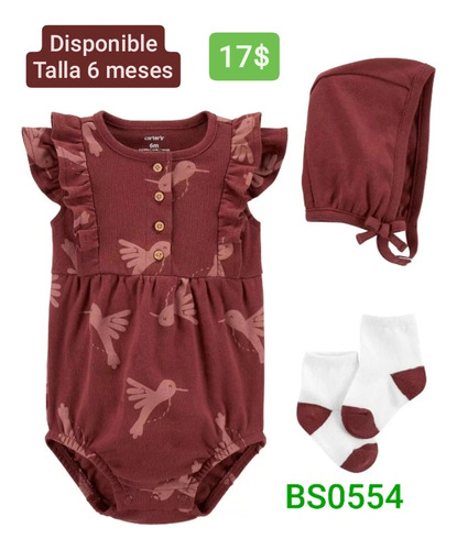 Conjunto 3 Piezas Para Niña Talla 6 Meses Bs0554