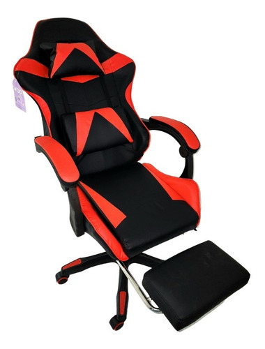 Silla Gamer Negra Con Rojo Con Masajeador Lumbar (usb)