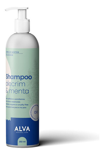 Kit 2x: Shampoo Vegano Alecrim E Menta Alva 250ml