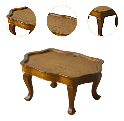 T 1:12 Escala Mesa De Muñeca De Madera Tabla Fewend Play Toy