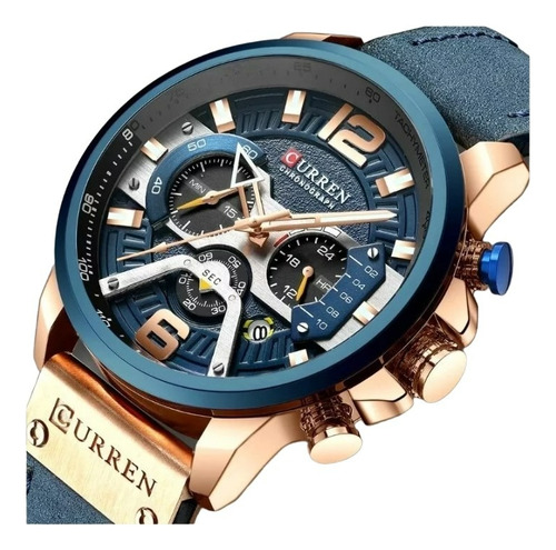 Reloj Para Hombre Marca Curren Modelo 8329 Azul Con Caja