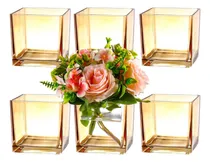Comprar Conjunto De 6 Jarrones Cuadrados De Cristal, Jarrones Para C