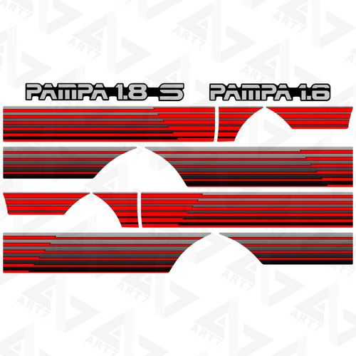 Kit Adesivo Faixa Lateral Porta E Tras Pampa 1994 Vermelho