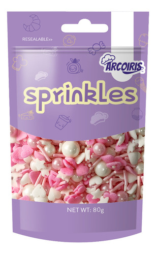 Sprinkles Corazones Color Rosa Perlas 80g San Valentín