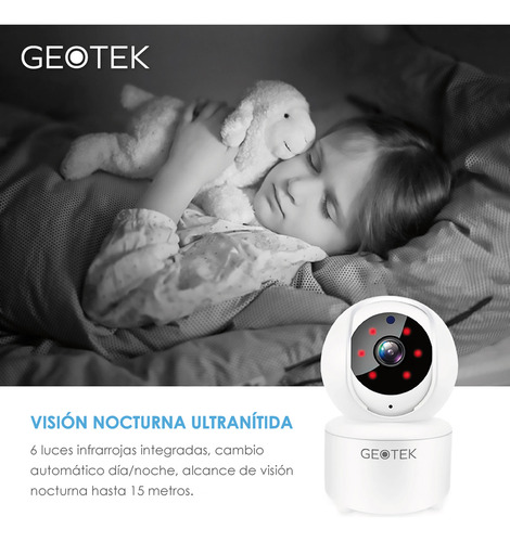 Kit 2 Camaras Seguridad FullHD 2MP Wifi Vision Nocturna N4 Motorizada Geotek 360 Color Blanco