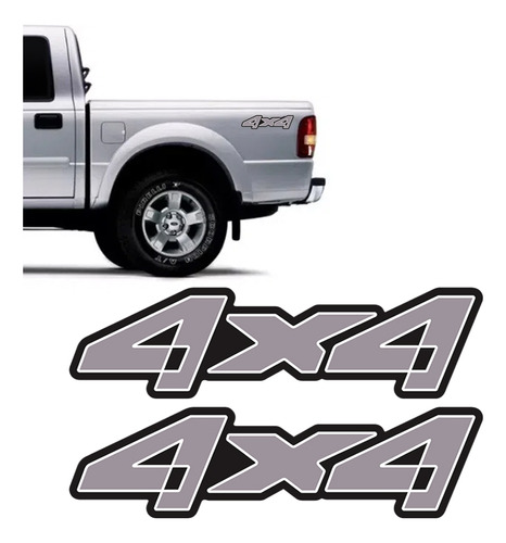 Adesivos 4x4 Ford Ranger 2005/ Emblema Lateral Grafite - Par