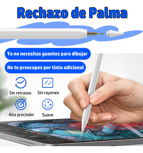Lápiz Óptico LA HENGRU Para iPad Tableta Con Rechazo De Palma Soporta La Absorción Magnética Blanco