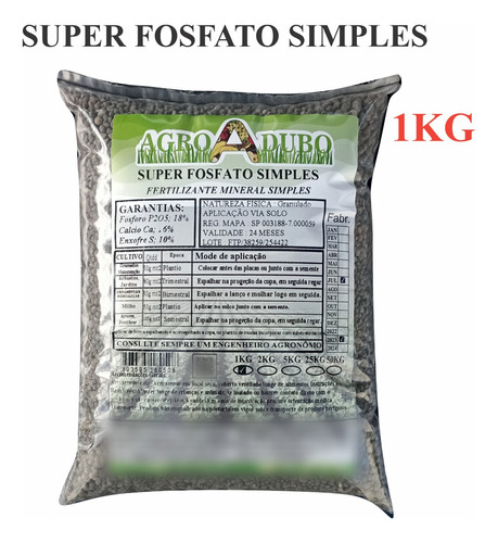 Fertilizante Super Fosfato Simples 18%(p) 1 Kg Adubo Plantio
