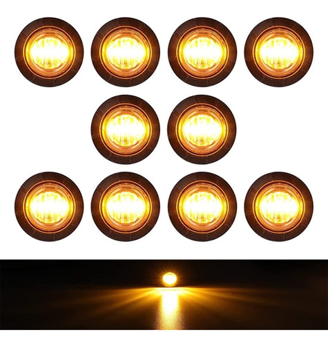 10 Pack Amber 2 Inch Round Led Side Marker And Clearance