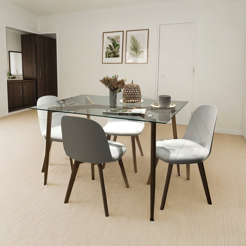 Juego Comedor Mesa Lina De 120cm + 4 Sillas Oslo Tulip Blanco Liso