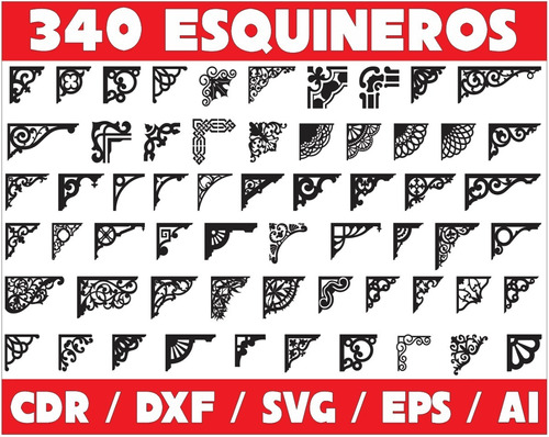 Pack De Vectores Corte Laser- Esquineros Calados