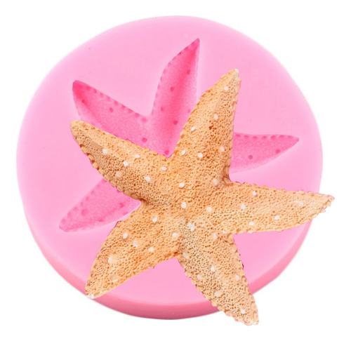 1pcs Molde De Silicona Estrella De Mar Fondant Pasta Resina Color Rosa