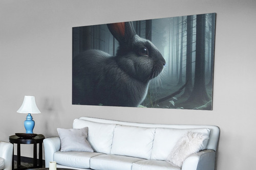 Cuadro Canvas Conejo Del Bosque Negro 45x30
