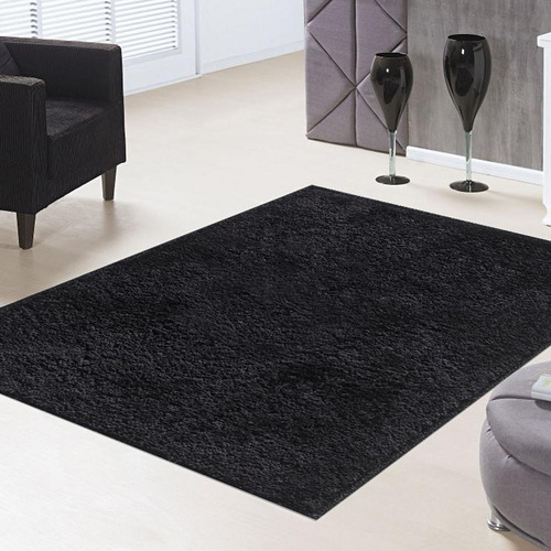 Tapete Silky Light Sl04 Preto 1.50m X 2.00m Desenho do tecido PELO CURTO