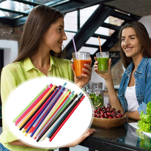 25x Canudos De Plástico Rígido Coloridos Reutilizáveis Para