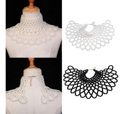 (w) Collares Tipo Chal De Perlas, Cadena Corporal, Cuello Co