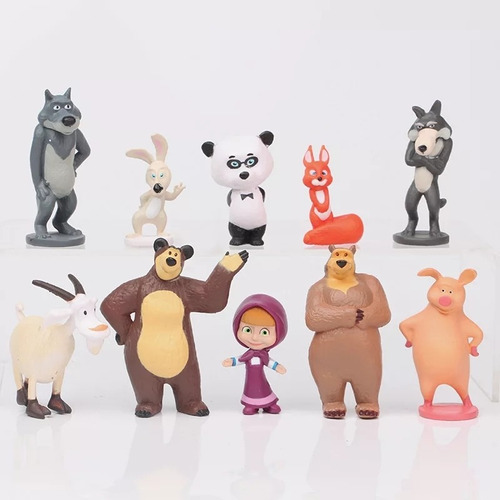 Masha Y El Oso Set Animales Y Muñeca Mini Figuras Colección 