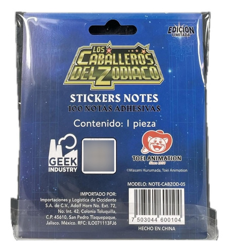 Bloc De 100 Notas Adhesivas Tipo Post It Saint Seiya