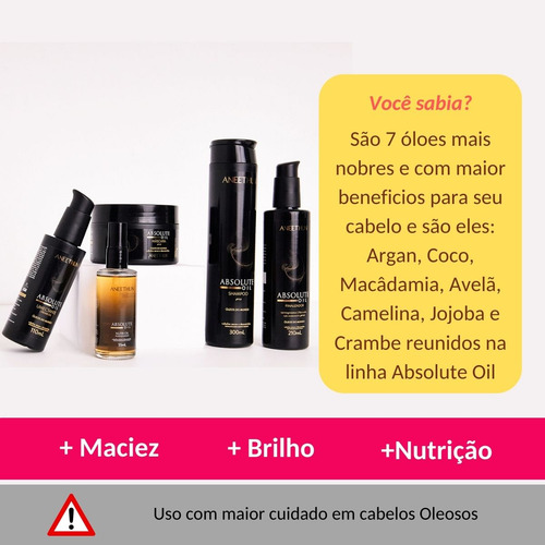 Mascara Absolute Oil Aneethun Nutrição Cabelos Secos 1kg