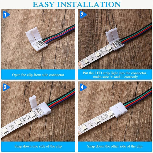 20 Pzs Conector Broche Con Cable 4 Pines Macho Tiras Led Rgb