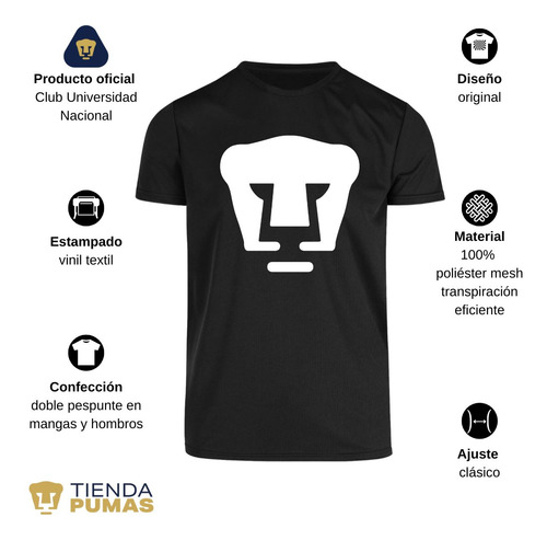 Jersey Playera Fútbol Dryfit Pumas Unam Hombre Logo Monocrom