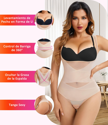 Beis Body Moldeador Control De Abdomen Tanga Busto Abierto