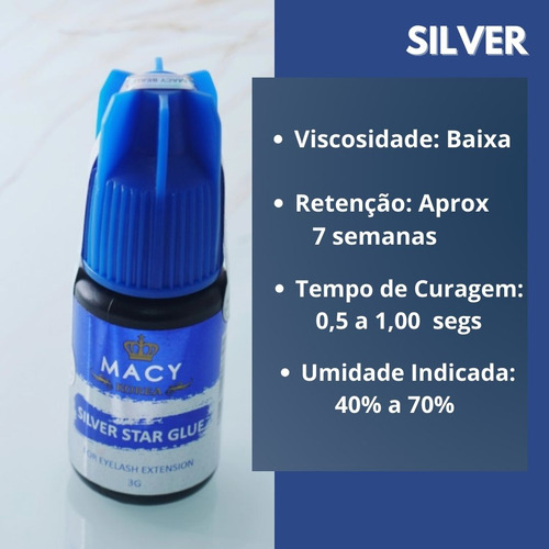 Cola Macy Silver Para Cílios 3ml Alta Retenção Preto