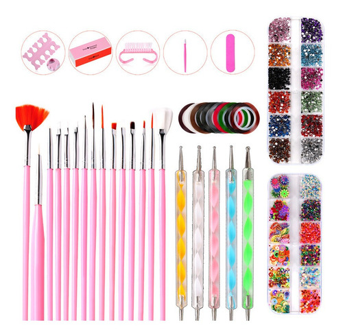 Set De Manicure Uñas Kit Pincel Juego Herramientas Lima