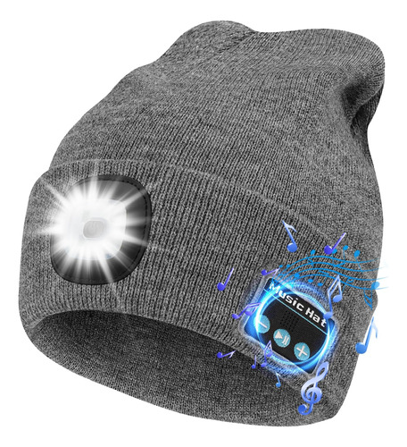 Gorro Bluetooth Con Luz, Gorro Faro Con Auriculares, Papá