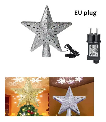 Árbol Navidad Topper Estrella Para Proyector Led Luz Plata