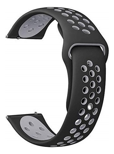 Correa Transpirable Para Reloj Colmi P28plus + Mica Negro/gris 2 Cm
