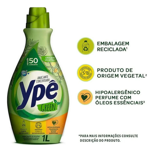 Kit 1 Lava Roupas Em Pó Tixan 800g 1 Amaciante 1l Ypê Green