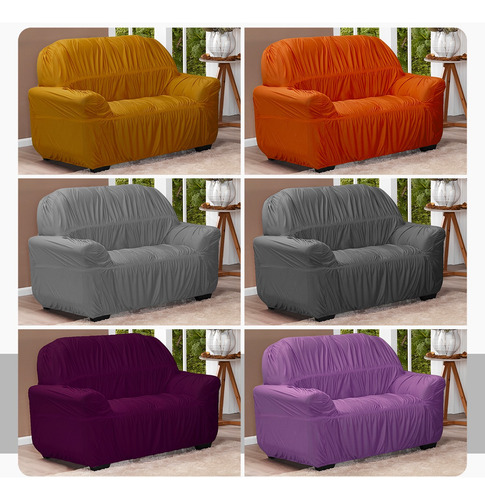 Protetor Capa De Sofá 2 Lugares King Malha Diversas Cores