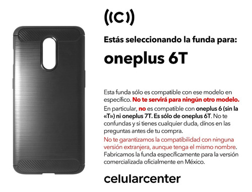 Funda Premium Oneplus 6t Case Protector Carbono One Plus 1+