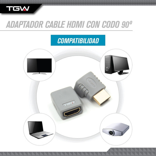 Adaptador Cable Hdmi Tagwood Con Codo 90º