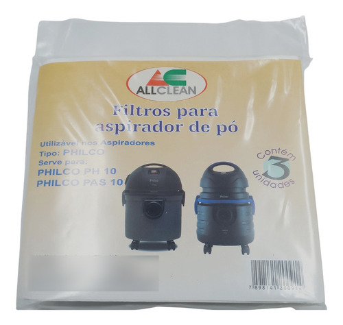 Filtro Saco De Aspirador Philco Ph 10 Pas 10 3unid Linha Pro